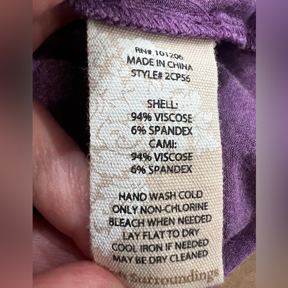 Soft Surroundings Bundle of 2 Purple Long Sleeve Top & Lace Trim Cami Size M - Picture 8 of 9